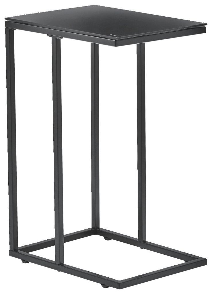 Beistelltisch JOKO, quadratisch, Schwarz, aus Metall und Glas, 40x30x60 cm