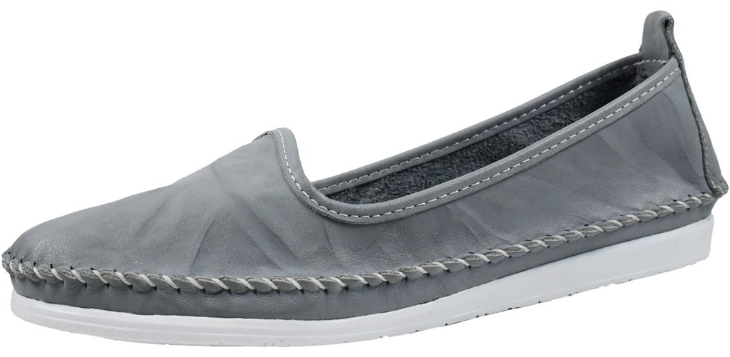Andrea Conti Damen Mokassin Leder Slipper Ballerina Eyecatcher bequem 0027449, Größe:41 EU, Farbe:Grau