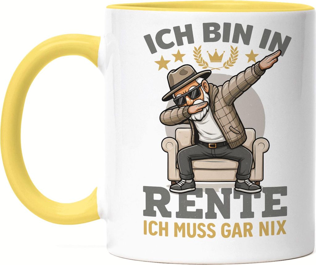 Ich bin in Rente Tasse Gelb – Lustige Rentner Geschenkidee mit Spruch für Ruhestand und Pension