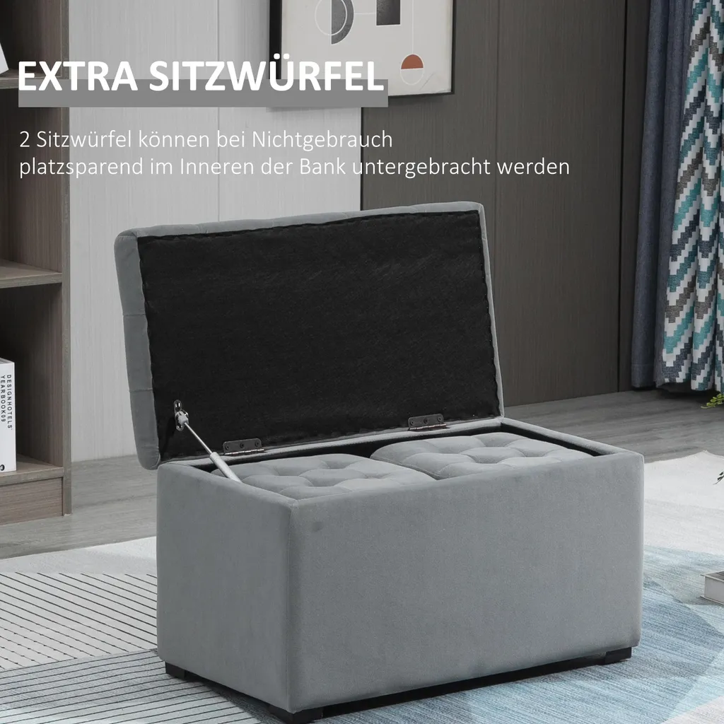 Banc d'Entrée Fortuna Lai : Coffre de Rangement avec Tabourets Intégrés - 6