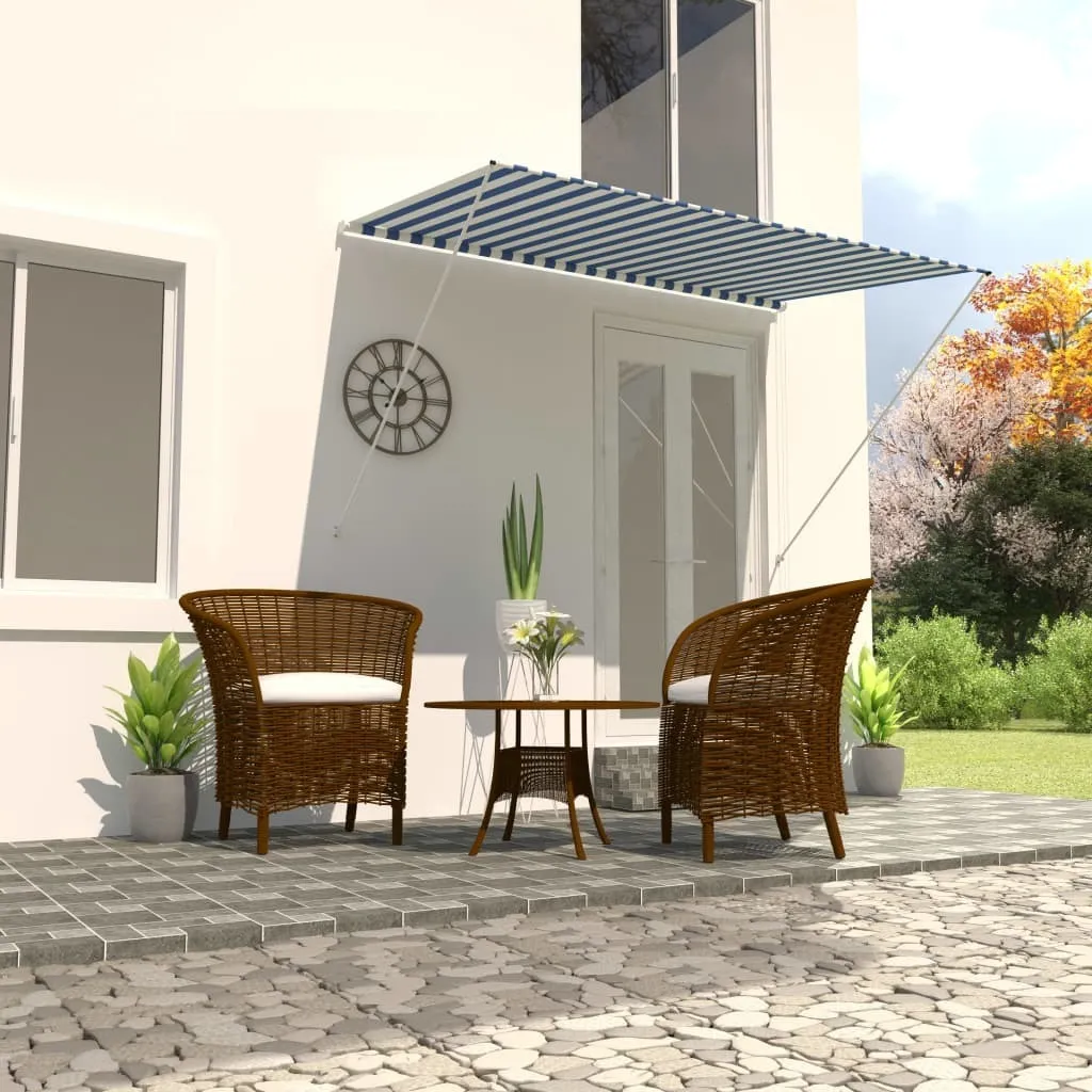 Schermatura Solare 250x150 cm | Tenda Retrattile Blu/Bianco Anti-UV