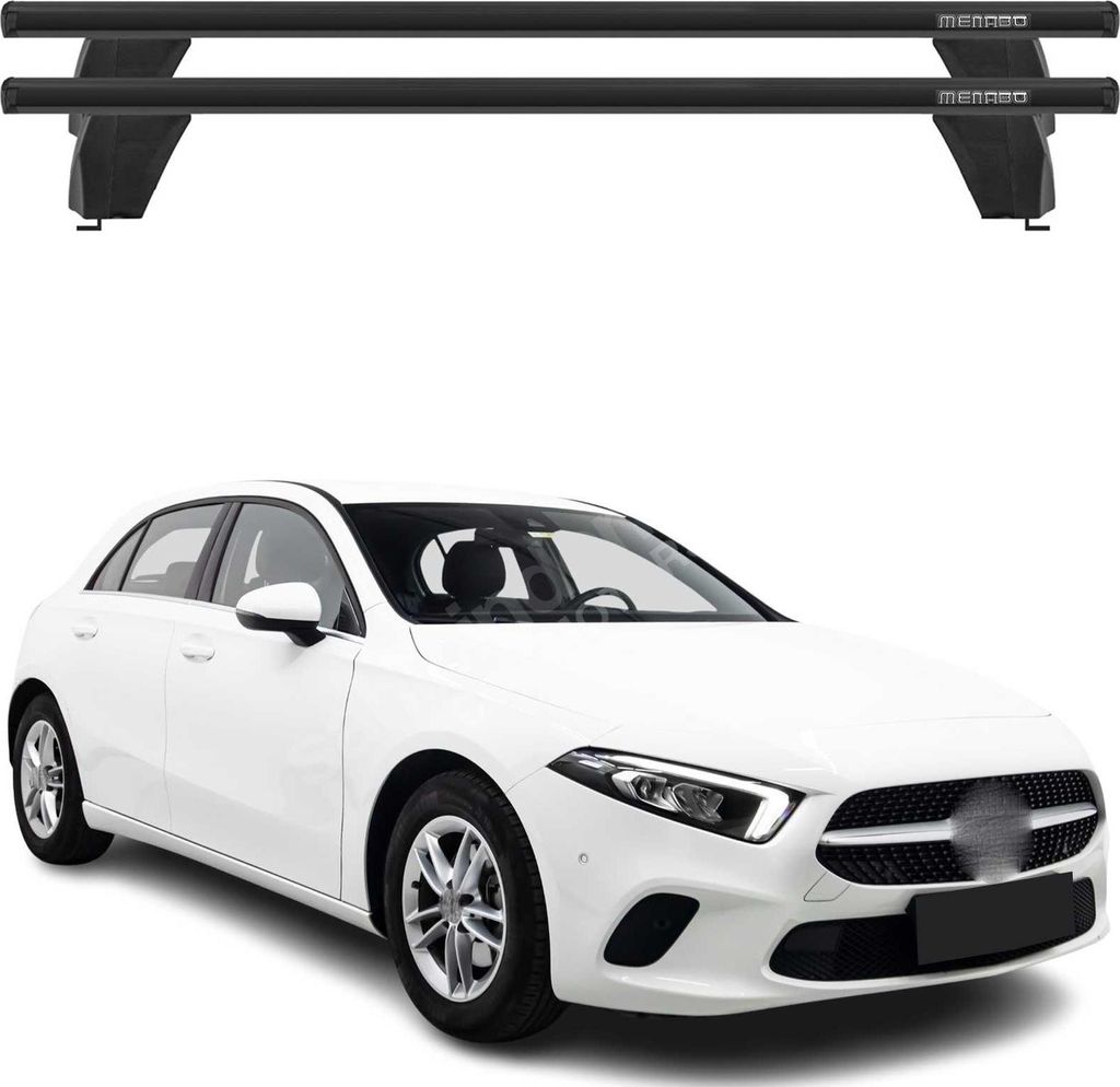 Menabo Dachträger für Mercedes A Klasse W177 2018-2025 75kg Alu Schwarz 2x
