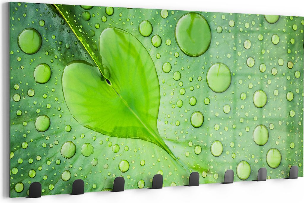DEQORI Kleiderhaken Glas 60x30 cm 'Grüne Juwelen' Wand Garderobe beschreibbar Paneel