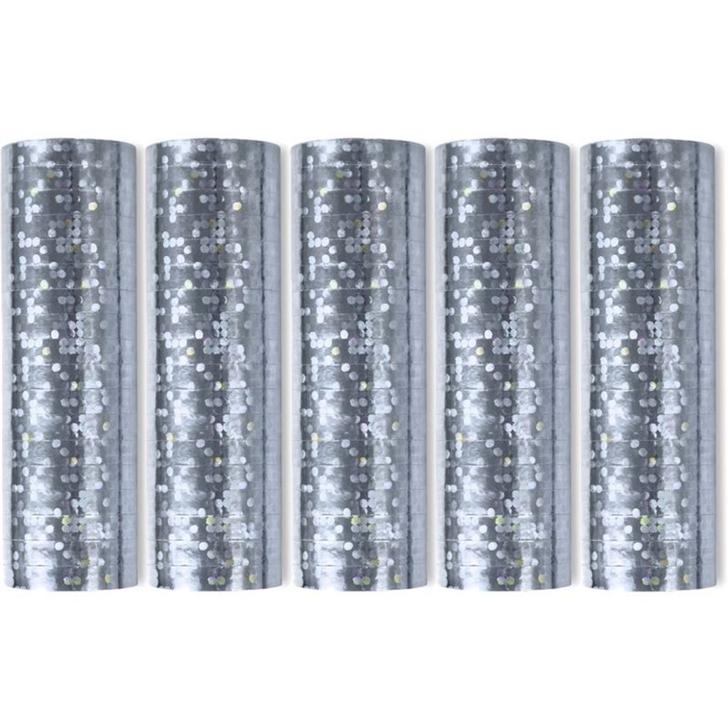 5 Glitzer Luftschlangen silber