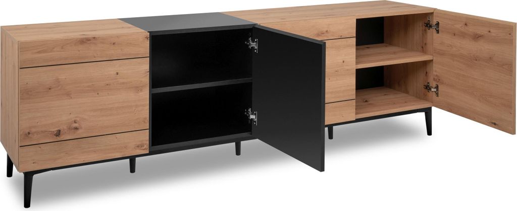finori Nola 57A Lowboard, Nachbildung Artisan Oak / schwarz Produktbild 