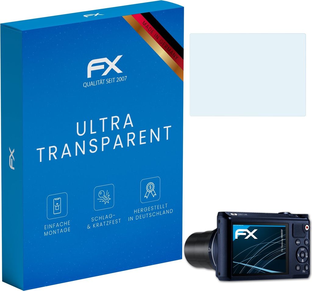 atFoliX FX-Clear 3x Schutzfolie kompatibel mit Samsung WB800F Displayschutzfolie