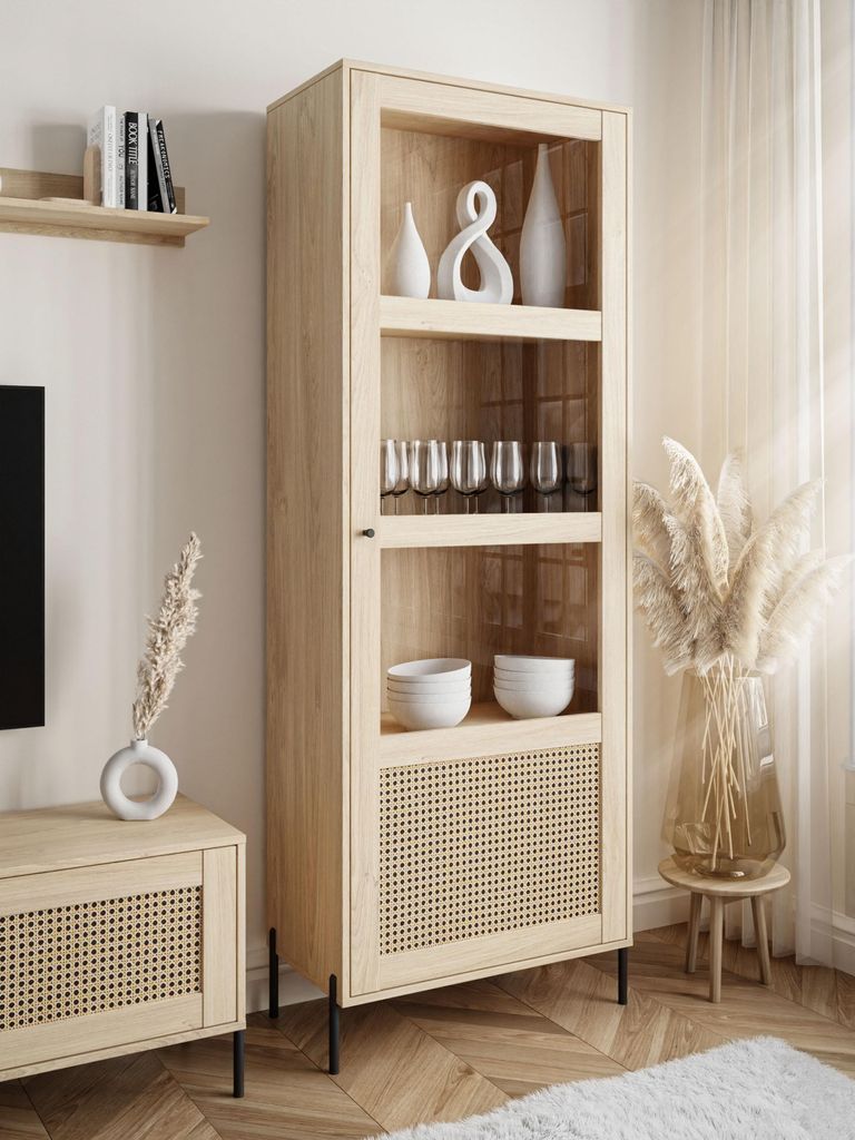 3D vitrína VIENNA, dub Puccini + vídeňské proutí s Obrázek produktu 