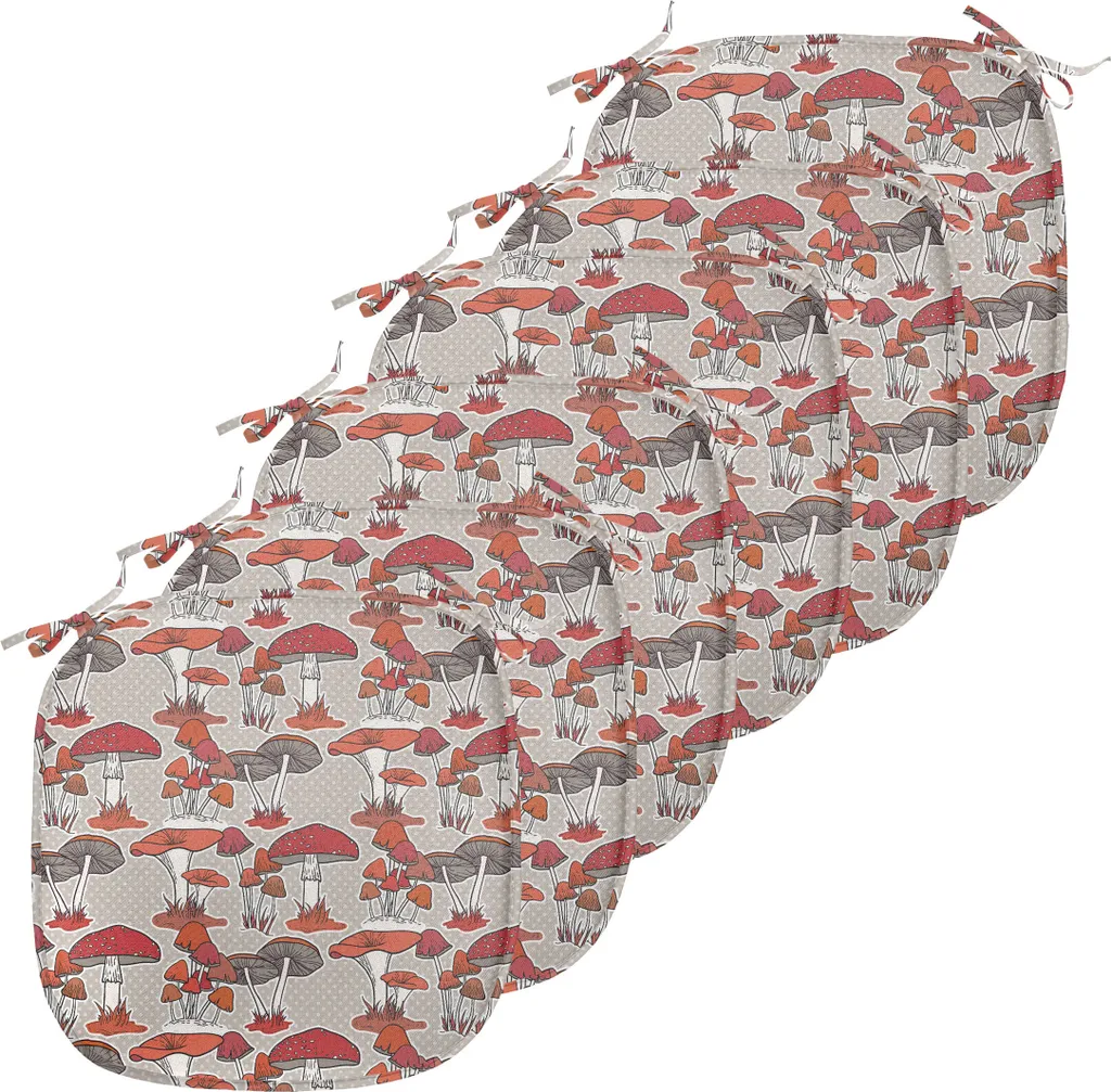 Abakuhaus Lot de 6 Galettes de Chaise Champignons Jungle 40x40 cm