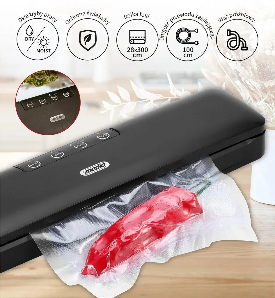 Mesko Home MS 4492 Machine à emballer sous vide 0,6 bar Noir Puissant