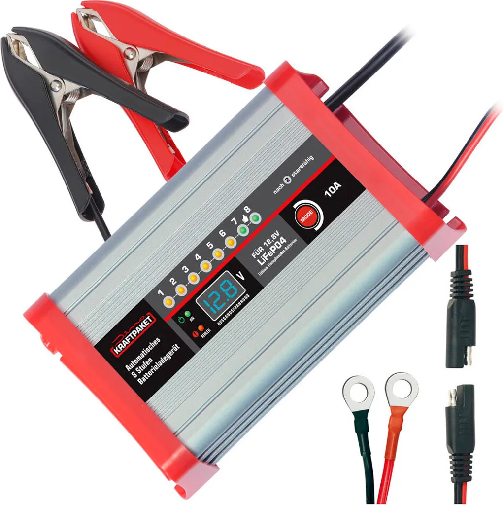 Dino KRAFTPAKET Chargeur de Batterie 12,8V 10A pour LiFePO4 et LFP