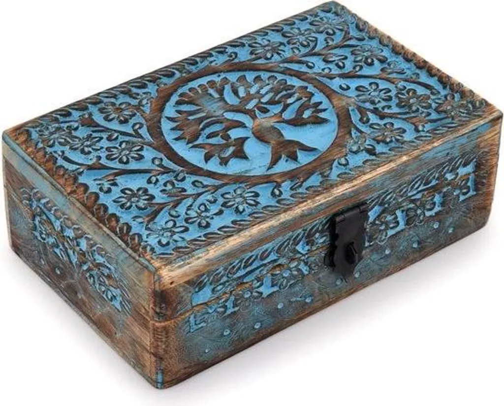 Boîte à bijoux sécurisée Arbre de Vie - Rangement bois avec clé 20 cm
