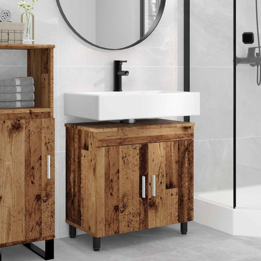Möbel Waschtisch Altholz 60 x 35 x 60 cm Holzwerkstoff - Badspiegel CC2750