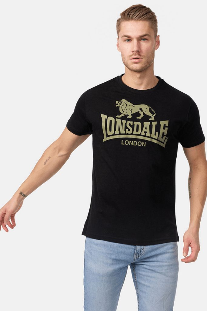 Herren T-Shirt normale Passform LOGO Black/Olive S Lonsdale