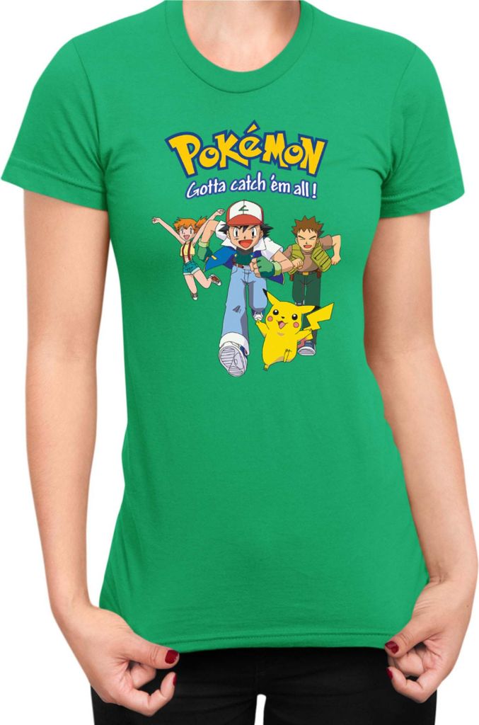 Damen T-Shirt Japan Manga Anime Comics Pokemon 010, Lady XL / Grün