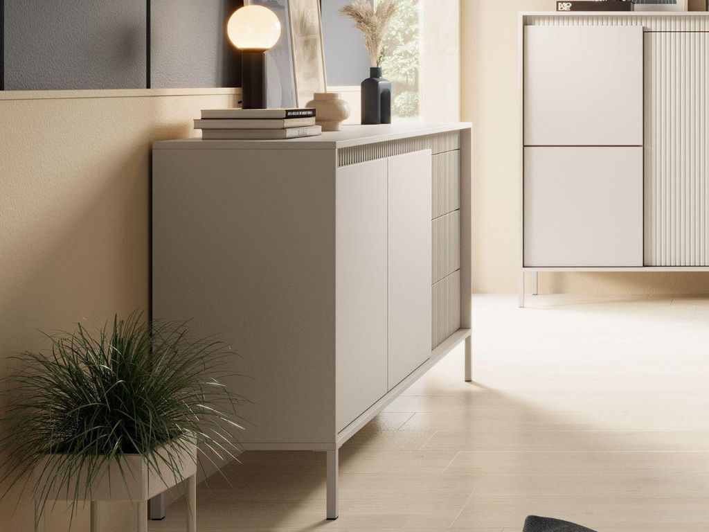 GrainGold Kommode Sorano - Kommode mit Schubladen und Türen - Sideboard, TV-Kommode - Kommode Beige