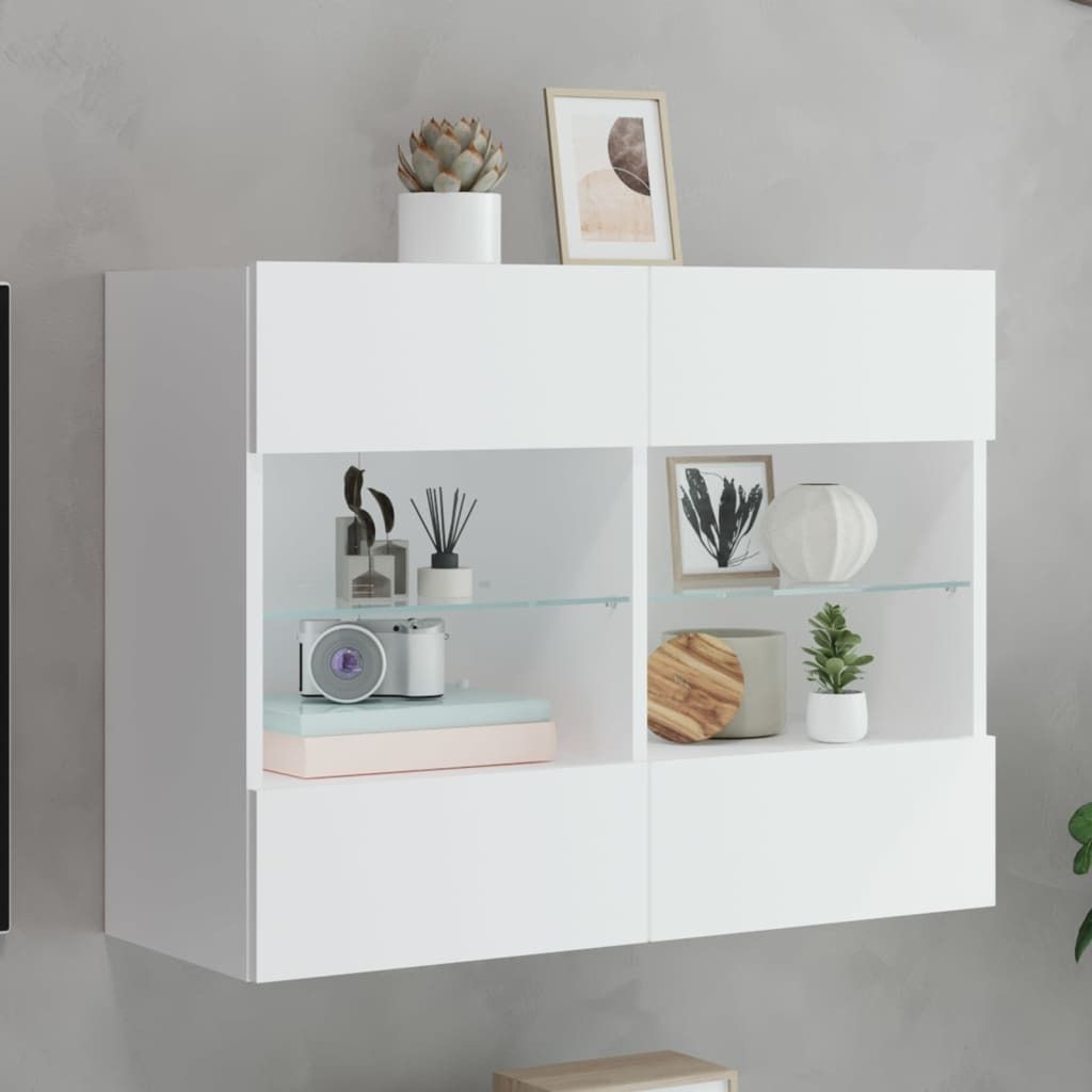vidaXL TV-Wandschrank mit LED-Leuchten Weiß 78,5x30x60,5 cm Produktbild 