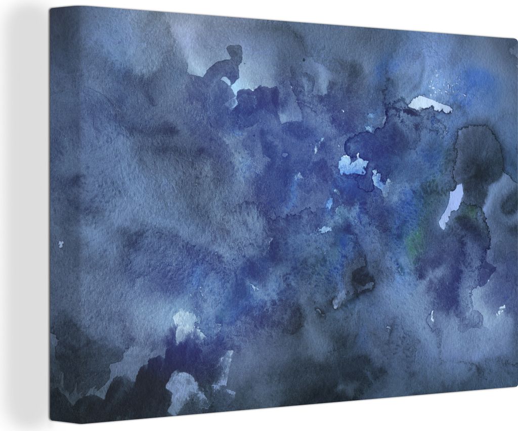 OneMillionCanvasses - Leinwandbilder - 140x90 cm, Aquarell - Himmel - Blau - Grau, Wandbilder Kunstdruck Wanddekoration - Foto auf Leinwand - Gem...
