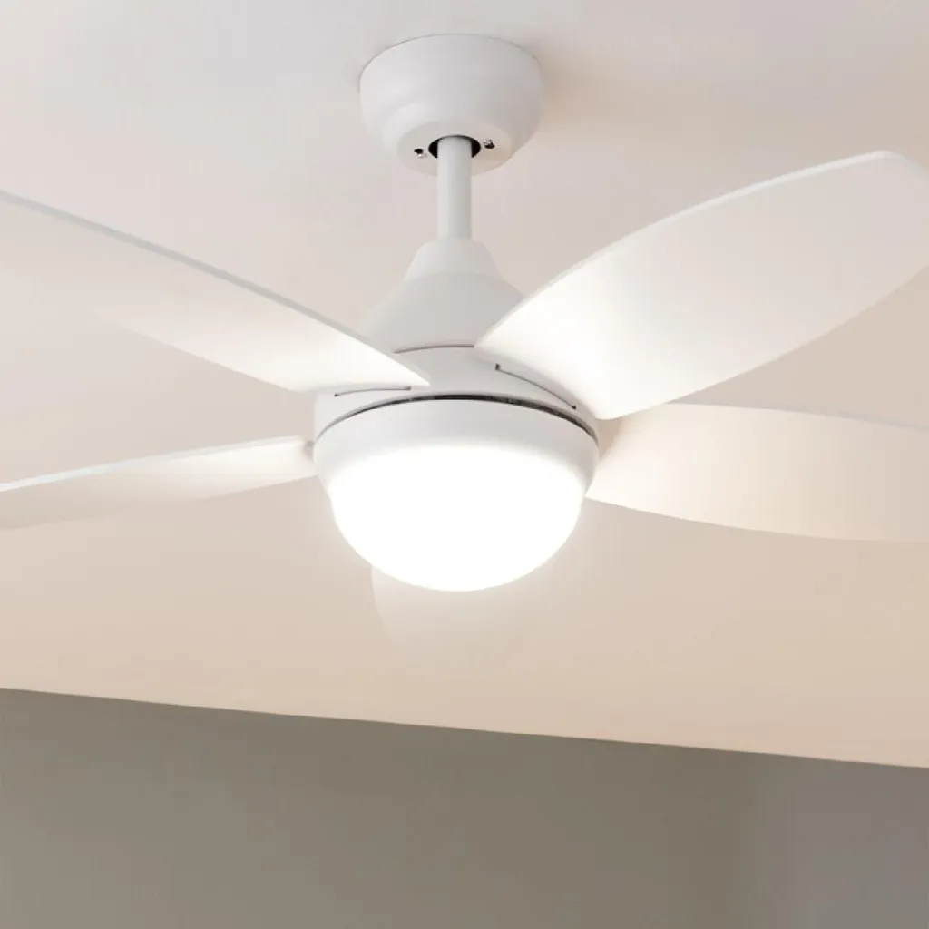 Ventilateur de Plafond avec Lampe LED et Télécommande Bois Clair 106cm