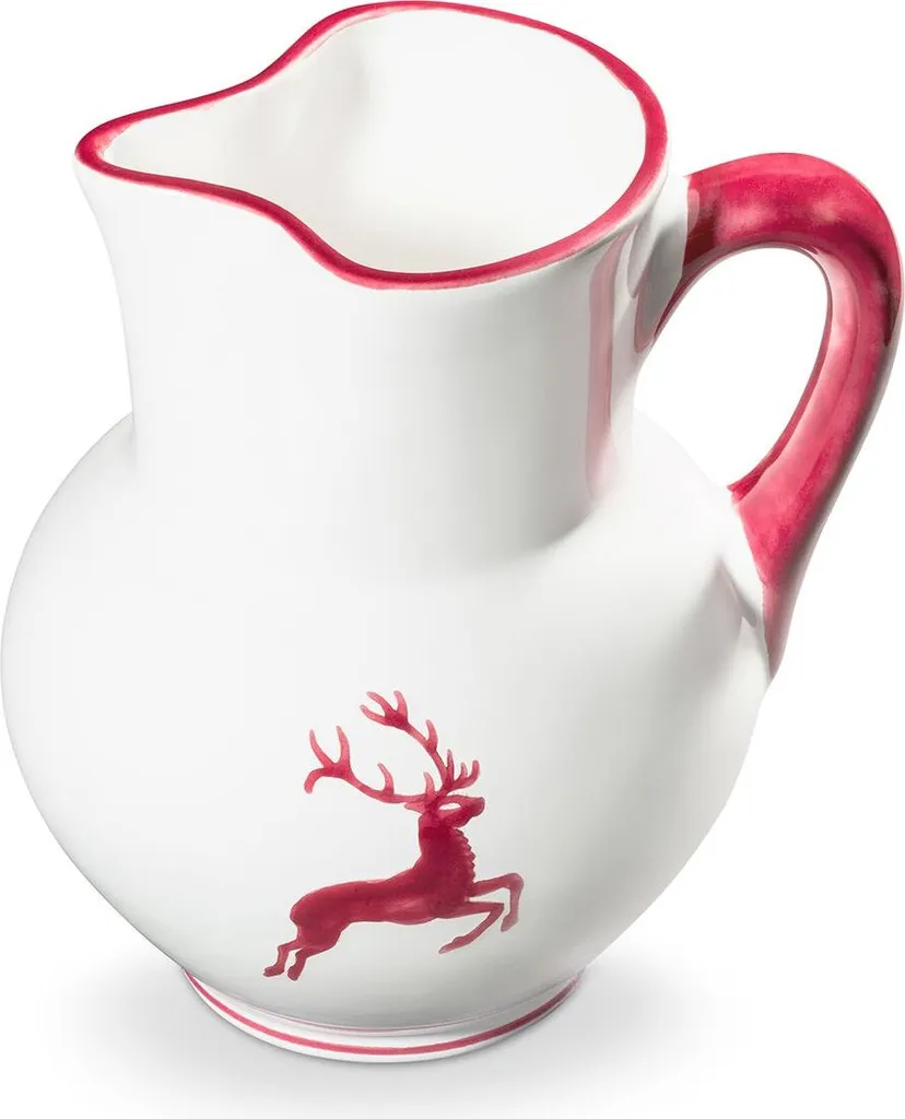 Pichet Artisanal 1 Litre Gmundner Keramik Cerf Bordeaux Forme Viennoise