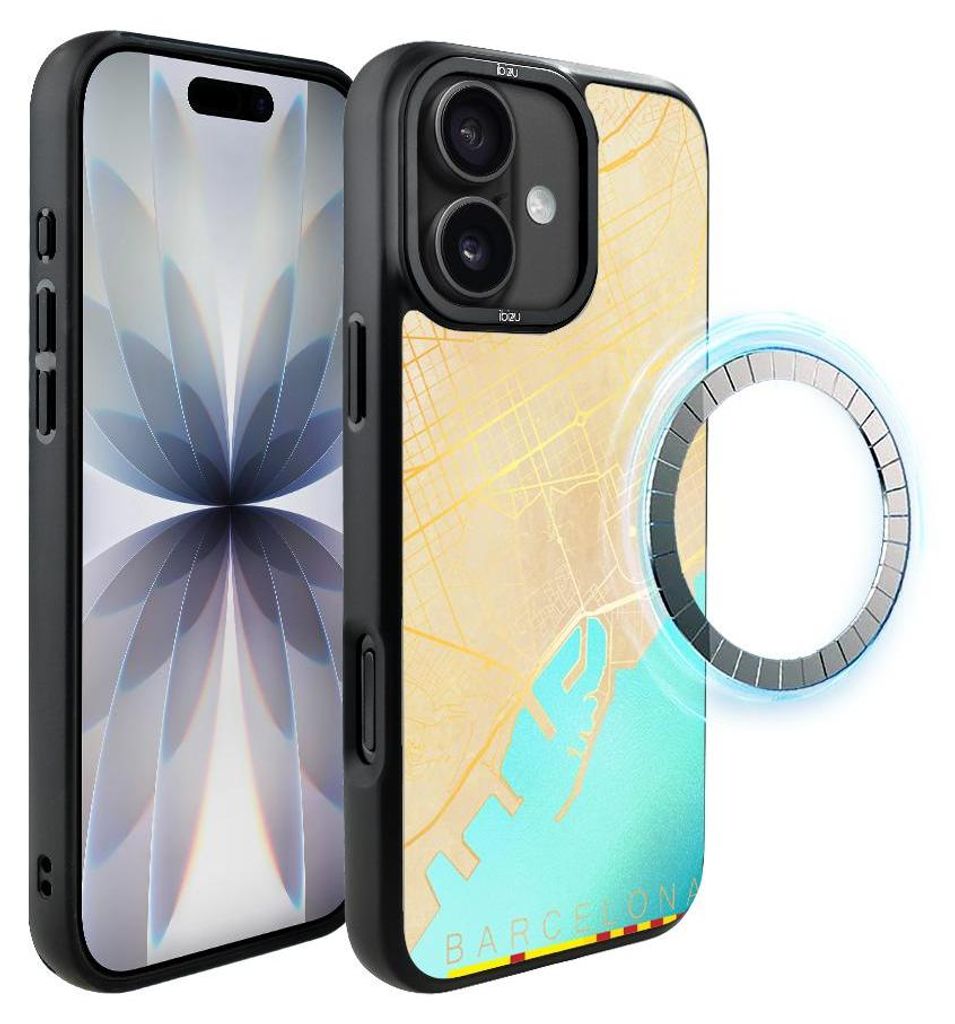 Schutzhülle für das iPhone 17, MagSafe-kompatibel, mattschwarze Seiten, Stadtplan von Barcelona