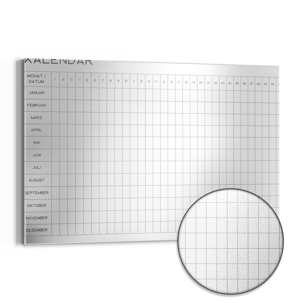DEQORI Magnettafel Metall 90x60 cm 'Kalendar Weiß (DE)' Whiteboard Pinnwand Büro