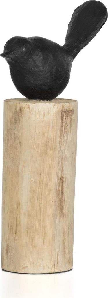 Moritz Skulptur I Vogel auf Baumstammm mittel I 15 x 7 x 27,5 cm I Holzdeko I Skulpturen Deko I Modern I Wohnzimmer I aus Holz I Holzskulptur