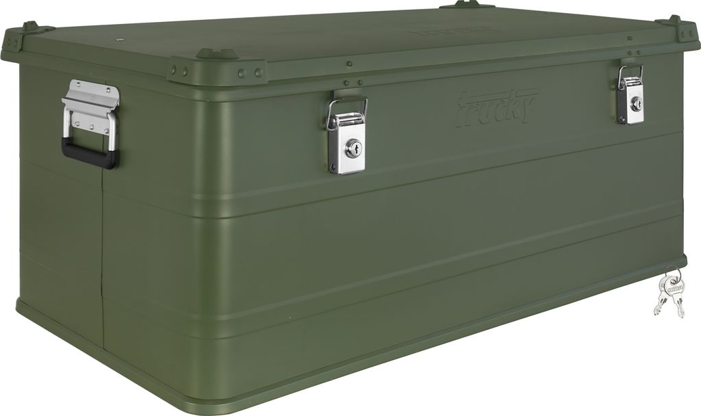 Aluminium Box mit Deckel Grün Alu Kiste Box Alukiste 140 Liter Transportbox Metallbox Alu Aufbewahrungsbox Boxen Abschliessbar Metallkiste Trucky