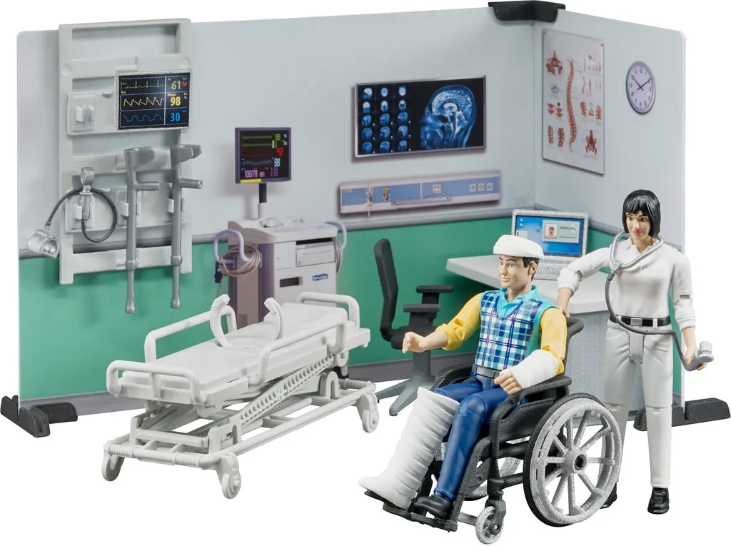 Kit infirmerie miniature Bruder 62711 avec mobilier articulé 1:16