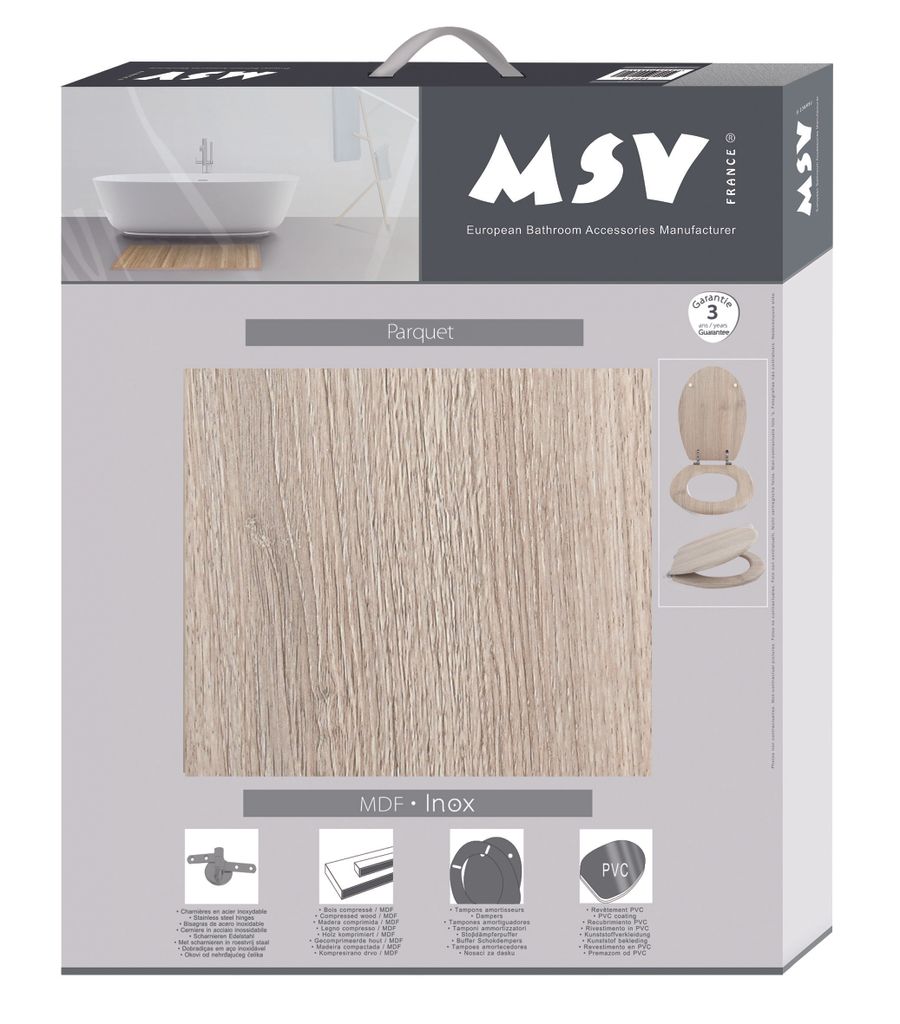 MSV 142200, Siège de toilette rond et dur, bois, panneaux Image du produit 