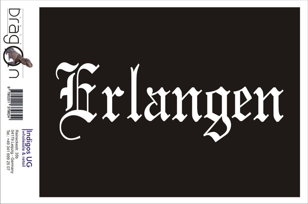 Aufkleber / Autoaufkleber - JDM / Die cut / Auto / OEM - Stadt Erlangen - 200x70mm rot - Heckscheibe / Heckscheibenaufkleber