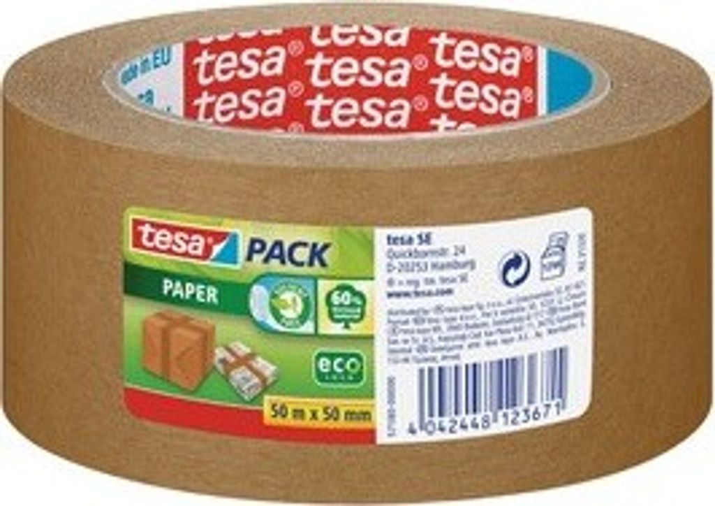 tesapack PAPER ecoLogo Verpackungsklebeband 38 mm x 25 m braun