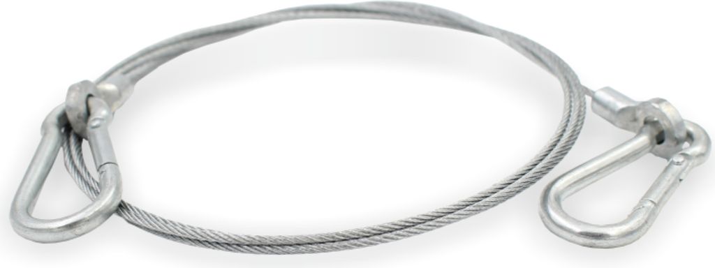 Drahtseil, Ø 1,5 mm, 7x7, beidseitiger Ringkabelschuh mit Karabiner 4x40, Stahl verzinkt | Länge 350 mm