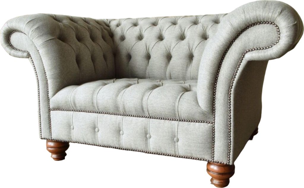 Chesterfield Einsitzer Sofa Sessel Couch Polster Sitzmöbel Textil Stoff