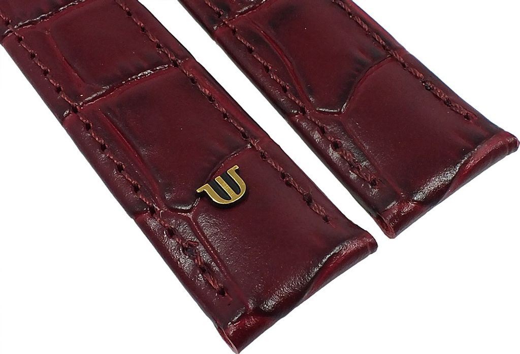 Maurice Lacroix | Lousiana-Kroko Uhrenarmband Kalbsleder bordeaux, Stegbreite:14mm, Schließe:Gelbgolden