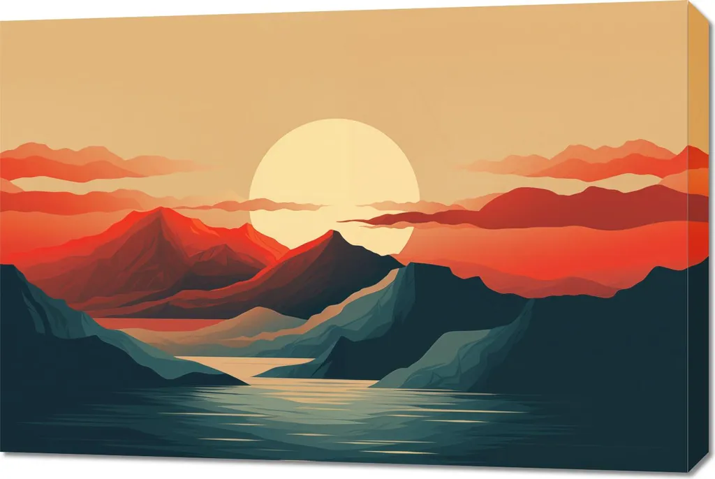 Tela Tramonto Montagna 90x60 - Quadri Natura per Emozioni Quotidiane