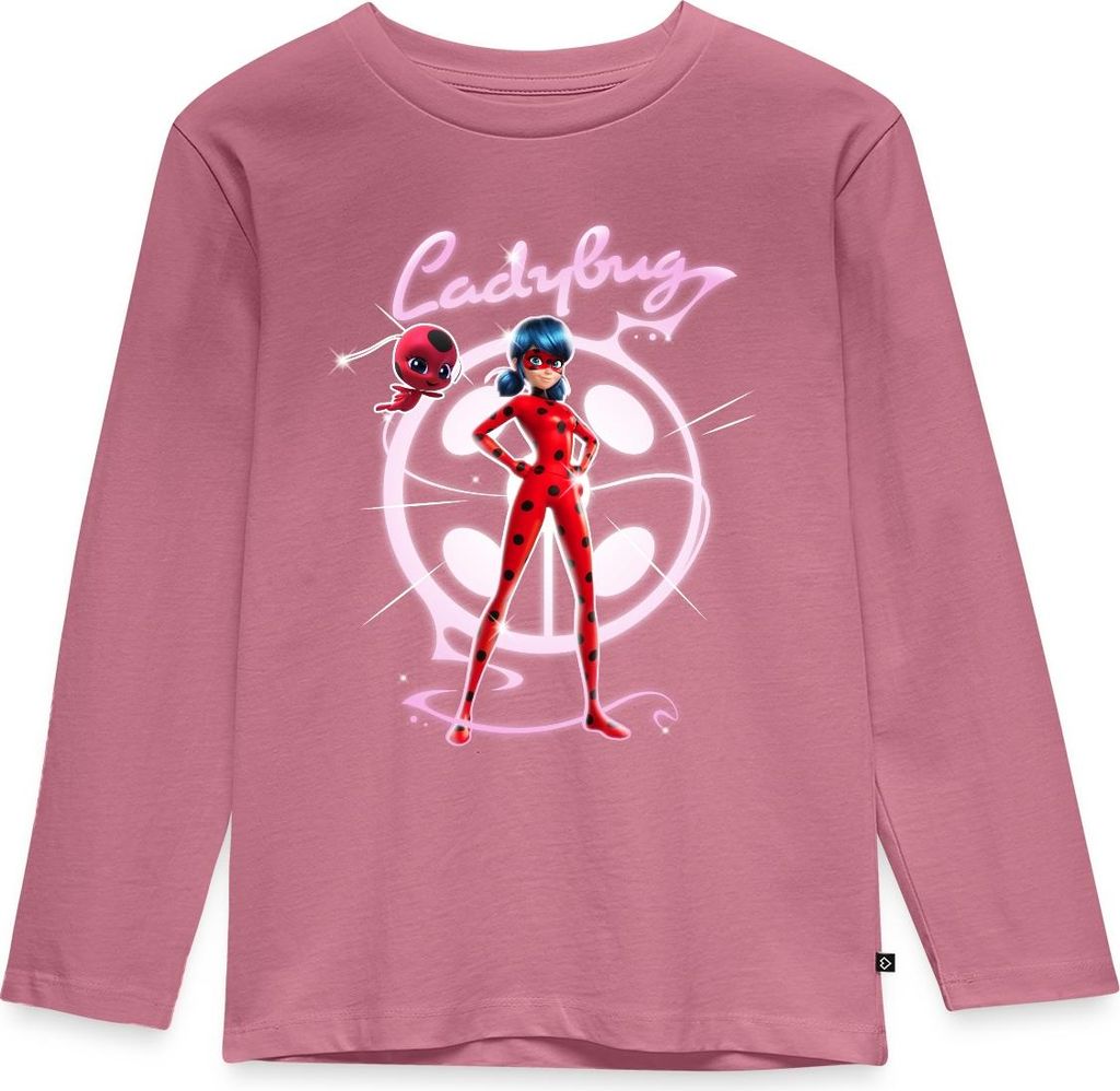 Spreadshirt Miraculous Ladybug Mit Tikki Kinder Premium Langarmshirt, 110/116 (4 Jahre), Mauve