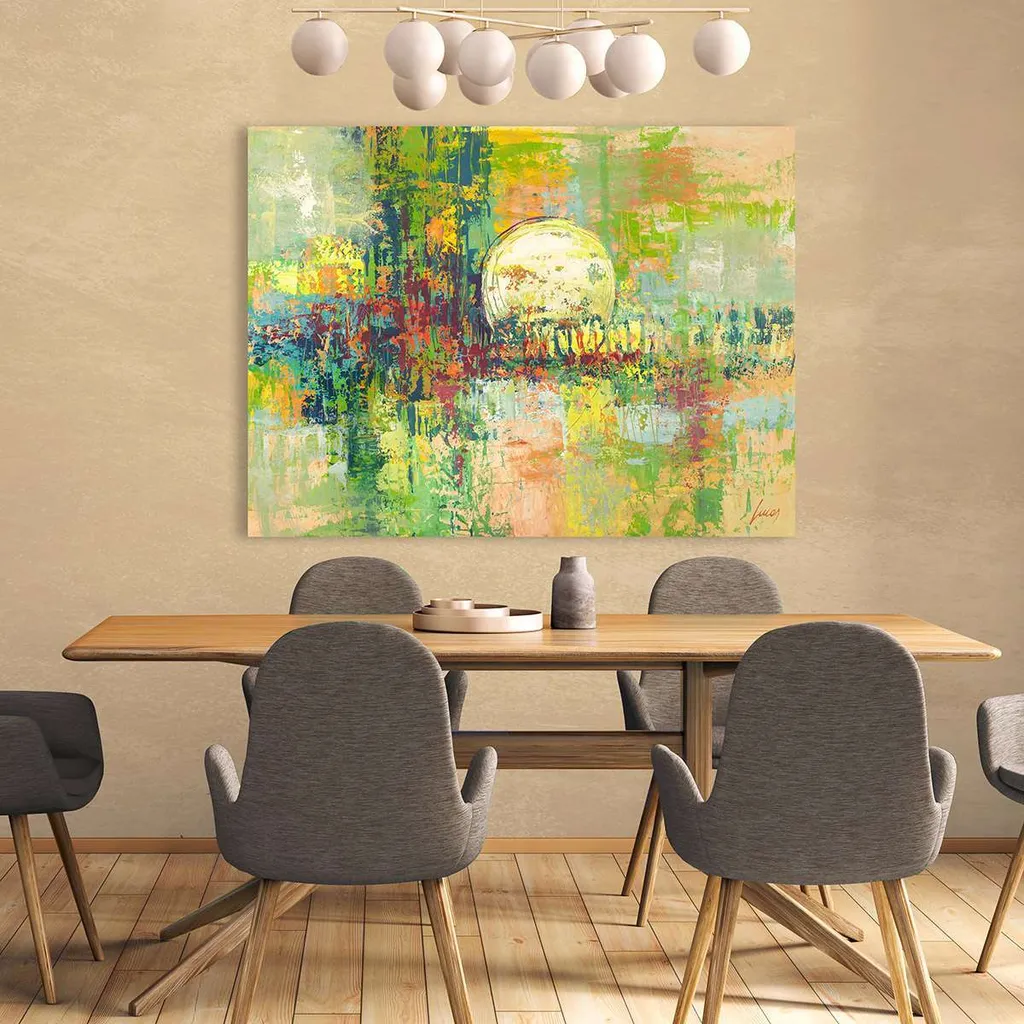 Quadro su tela, paesaggio astratto - Lucas, luna piena - 60x40 cm - 3