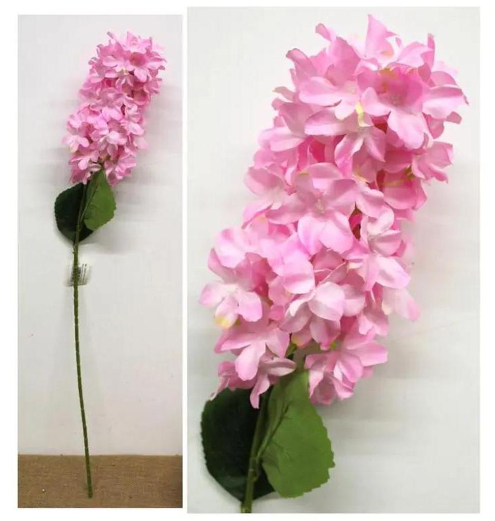 Künstliche Hortensie Rosa 90 cm Kunstblume Zweig für Vase Tischdeko Floristik Hochzeitsdeko mit großem Blütenkopf 25 cm