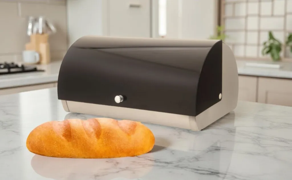 Scatola del pane,Portapane in acciaio inossidabile, scatola portaoggetti, con coperchio scorrevole, 44 27 18 cm