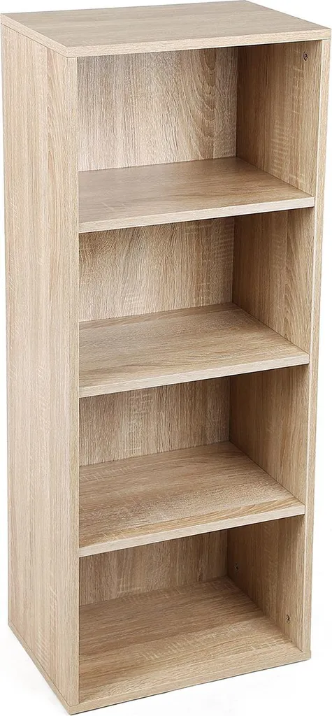 Bibliothèque à 4 étagères aspect bois chêne clair modèle Oslo 120cm