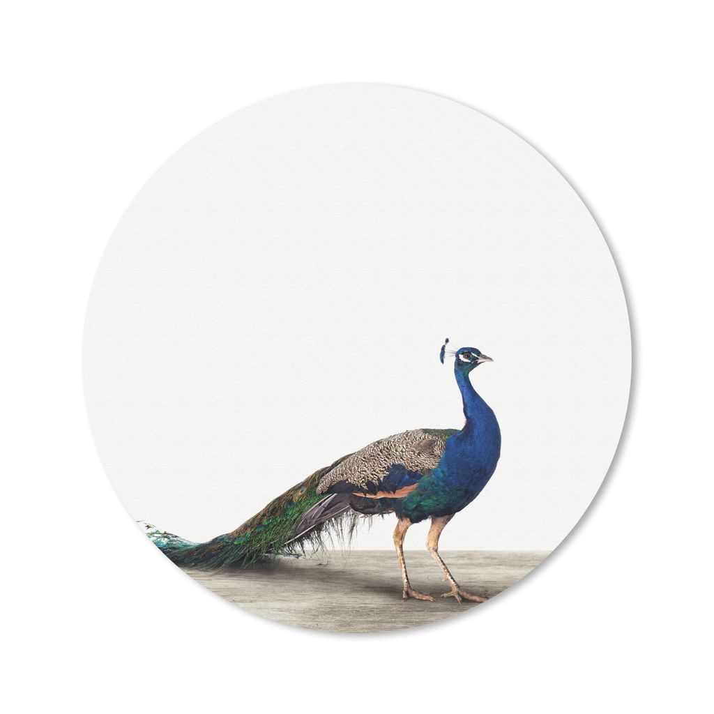 MuchoWow Mauspad Mousepad Tiere - Pfau - Weiß 50x50 cm - Mousepads - Maus Mat - Pad - Mausunterlage - Vinyl