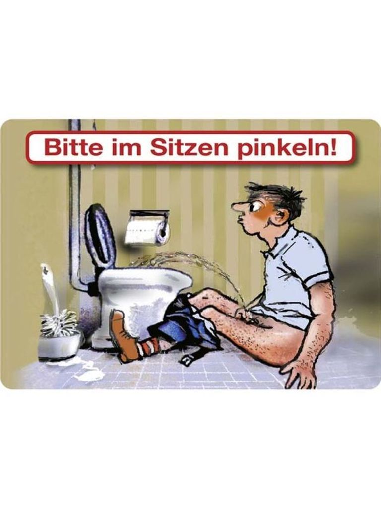 Bitte im sitzen pinkeln, Blechpostkarte 10,5 x 14,8 cm, PC302/202