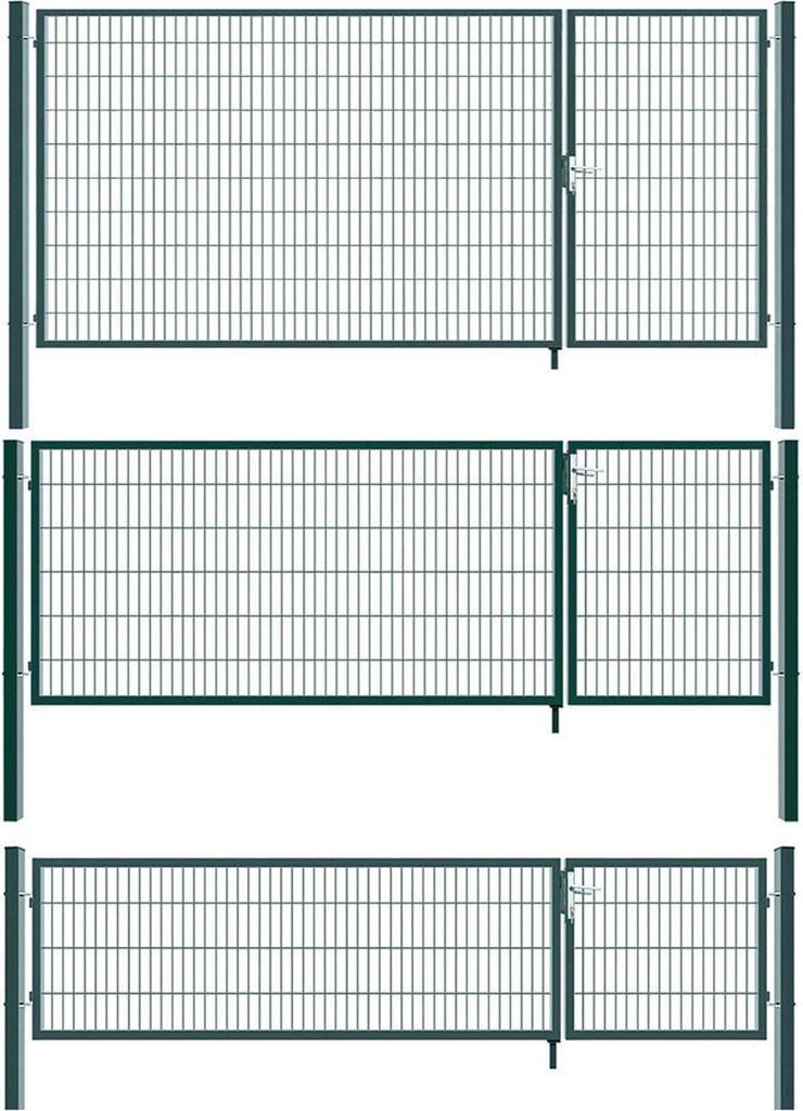 Gartentor Zauntor Einfahrtstor Stabmattenzaun Doppelflügel Grün 3,5 m Breite, Größe:1000 x 3500 mm