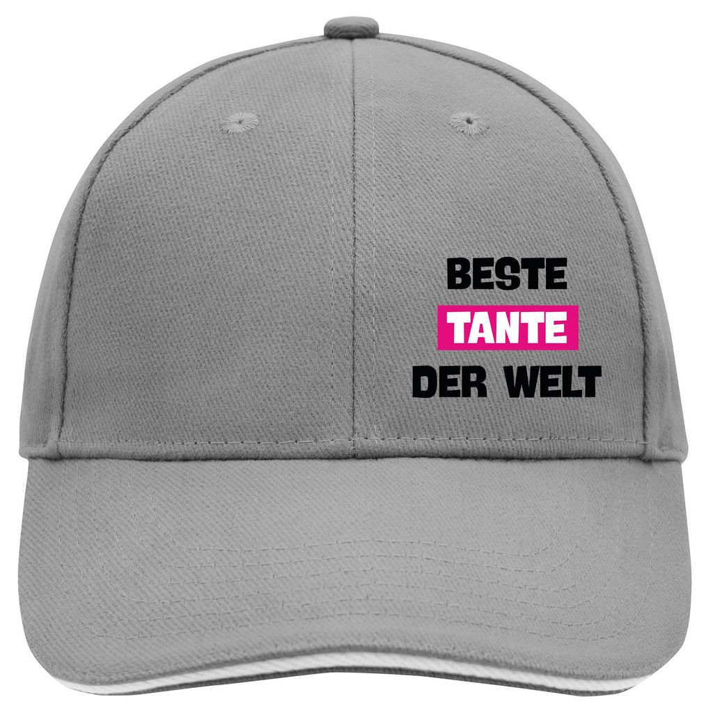 Huuraa Cappy Mütze Beste Tante der Welt Dark Grey/White Baumwolle 6-Panel Kappe Geschenkidee