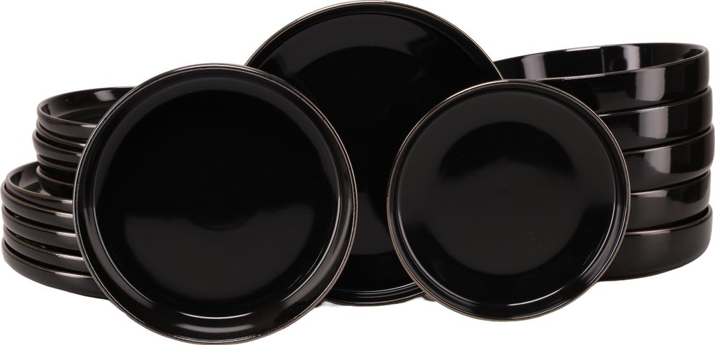 CreaTable, 24784, Nordic Festive Schwarz, Tellerset 18-tlg, Steinzeug