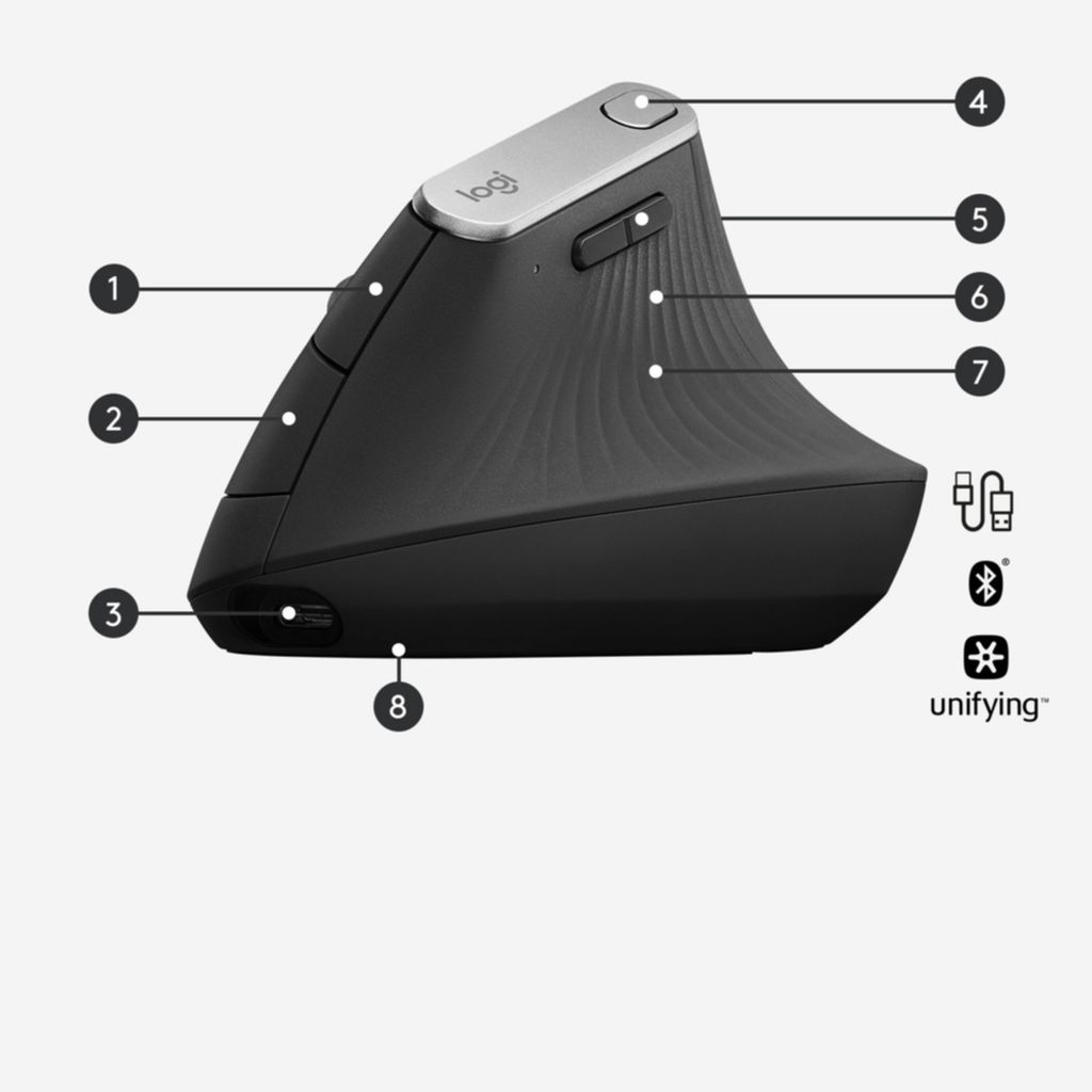 Logitech Wireless Mouse MX Vertical ergonomisch black Obrázok produktu 60