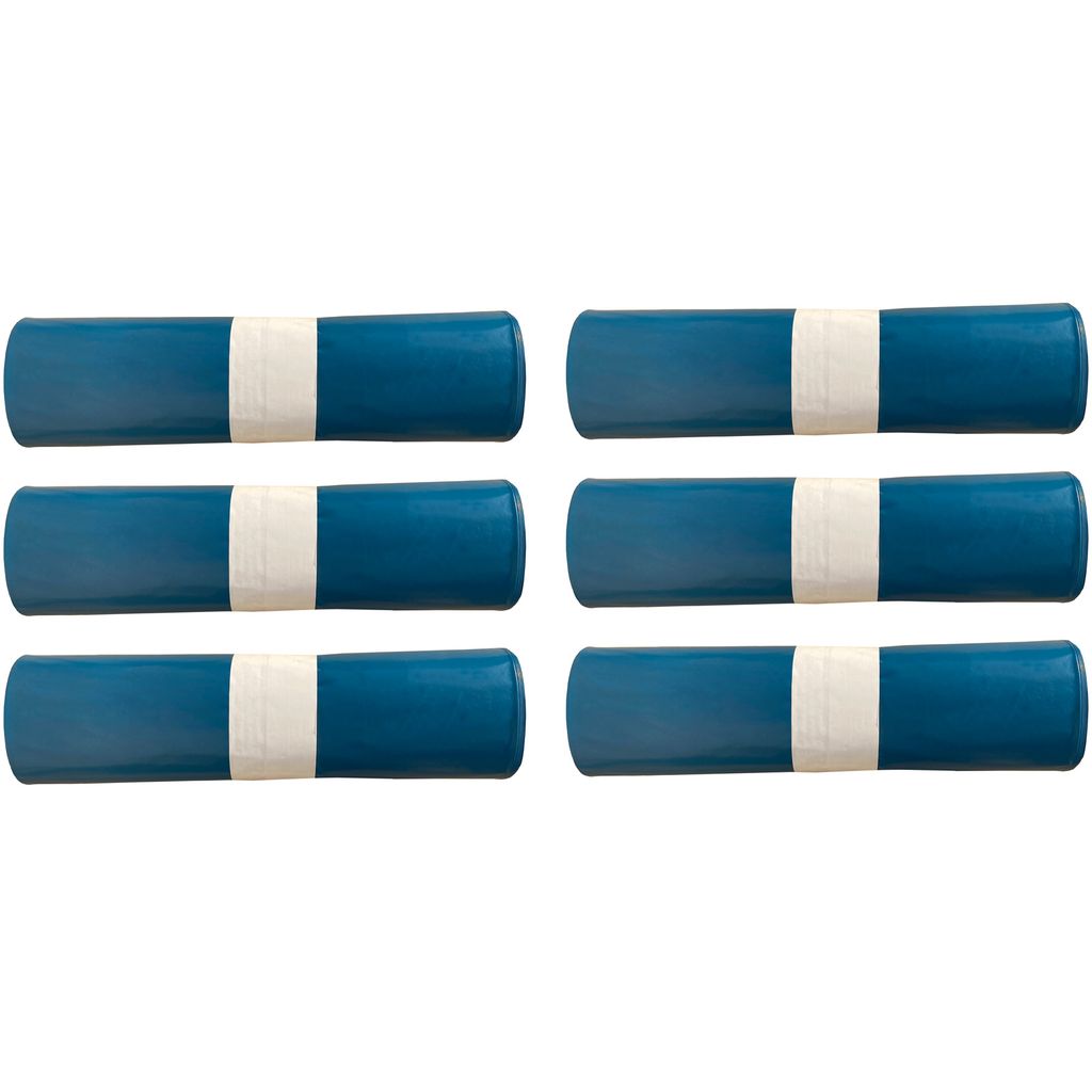 6 Rollen Schwerlast Müllsäcke, à 15 QUALITY PLUS Müllbeutel, Müllsäcke blau, Mülltüten extrem reißfest, 120l, 700x1100mm, 70my | speziell ...