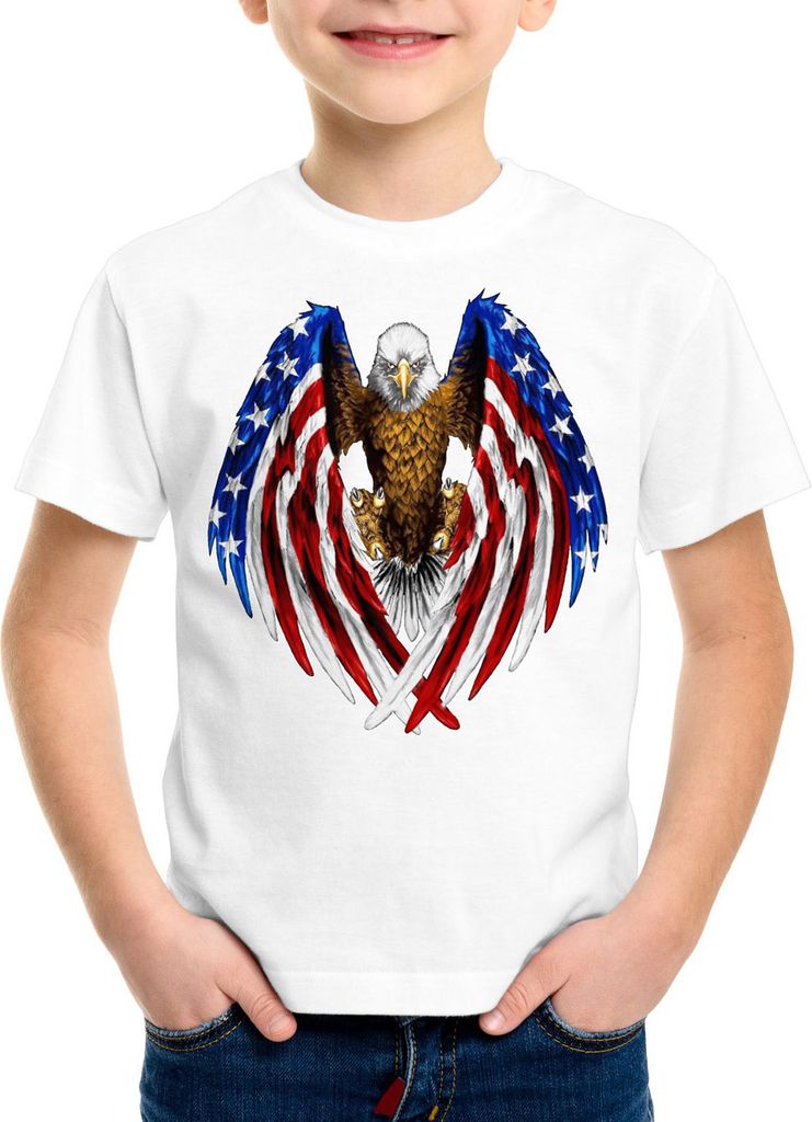 style3 USA Adler T-Shirt Kinder US Amerika Stars Stripes Weisskopfadler
