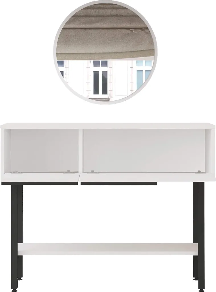 Console avec Miroir Dudhal Design Industriel Gris Foncé en Métal et Fer