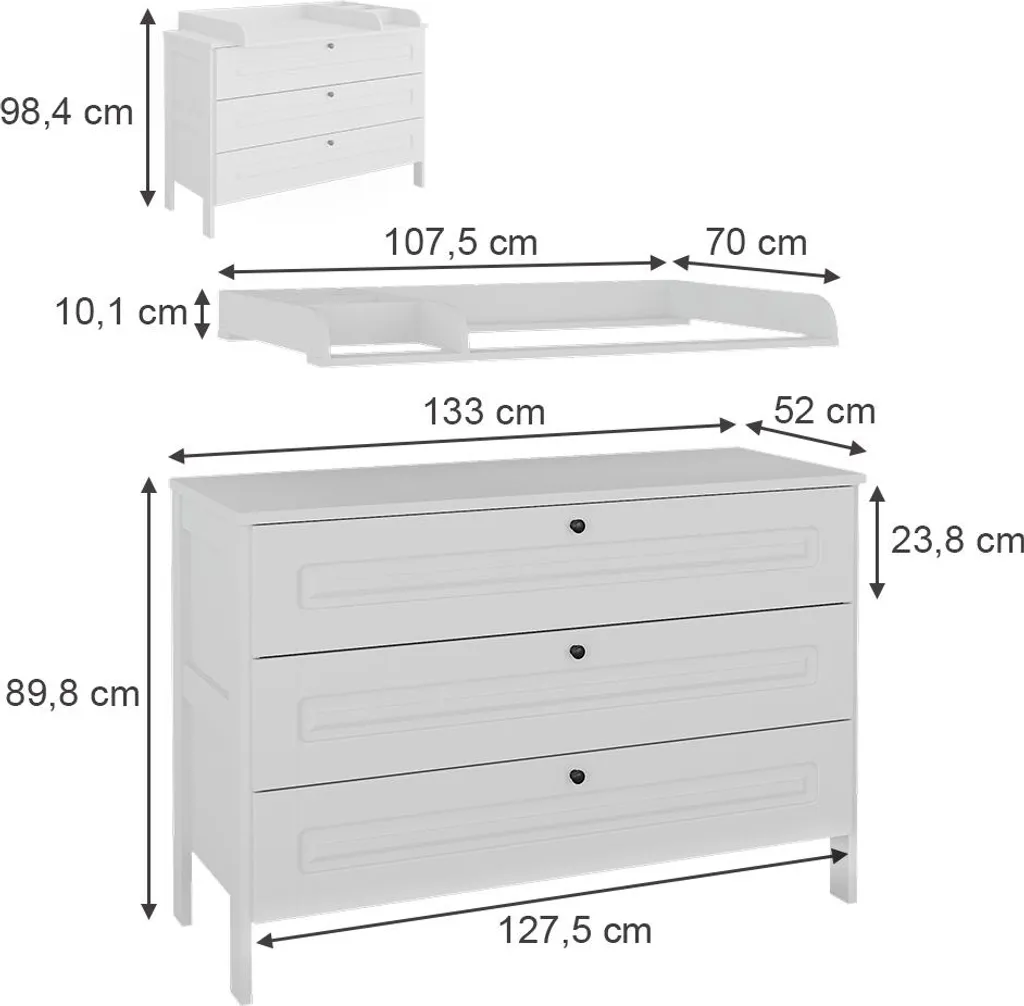 Commode à langer blanche Vitalispa Ajaton avec rangements 133x98,4 cm - 7